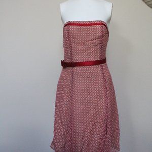 Moda International Red Cream Pattern Belted Dress